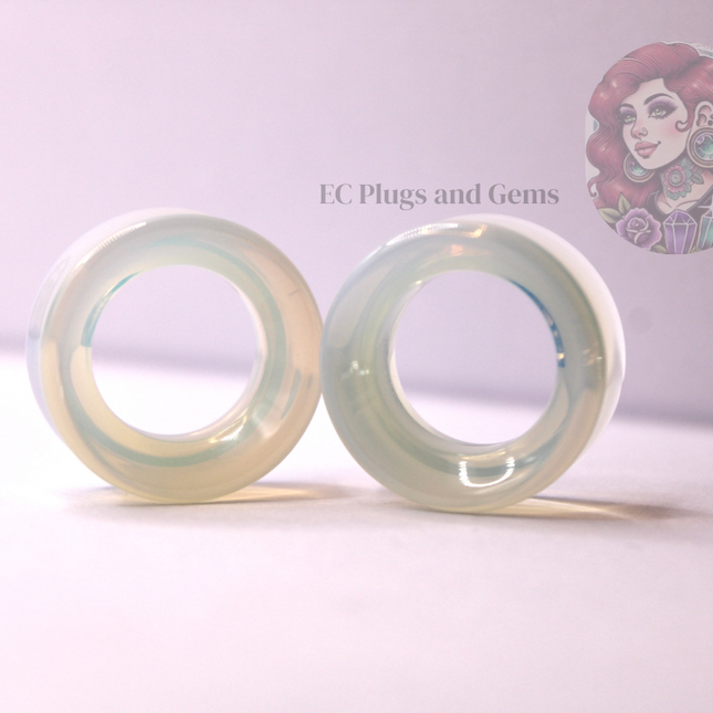 Opalite Tunnel Plugs Iridescent Rainbow - Translucent Pair of Gauges 5mm-50mm
