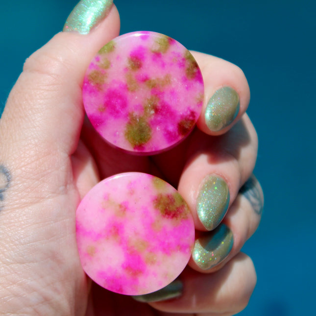 Watermelon Quartz Double Flare Plugs - EC Plugs