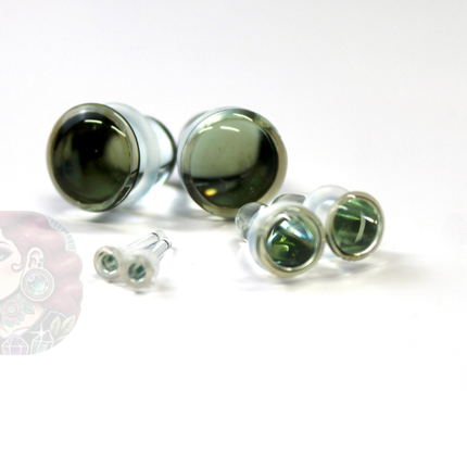 Single Flare Smoky Glass Plugs for Dead Stretching – Sizes 1.6mm (14g) to 10mm (00g), Glass Ear Plugs Sold Individually or as a Stretching Kit