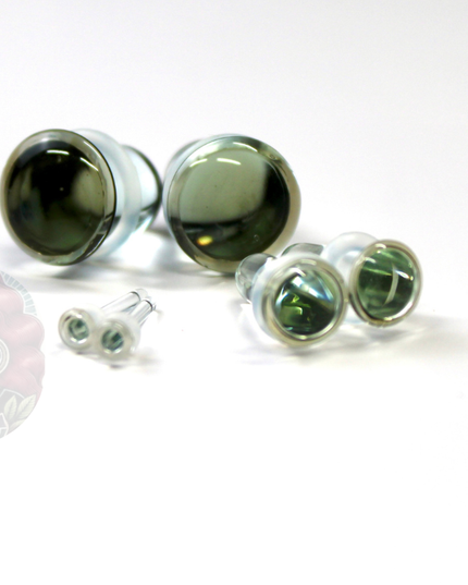 Single Flare Smoky Glass Plugs for Dead Stretching – Sizes 1.6mm (14g) to 10mm (00g), Glass Ear Plugs Sold Individually or as a Stretching Kit