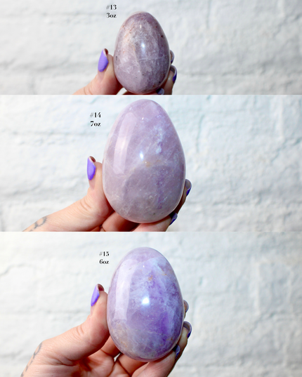 Amethyst Smoky Quartz Egg Natural Polished Stone Egg, YOU PICK! Purple Shimmering Decorative Crystal Egg for Display or Collection