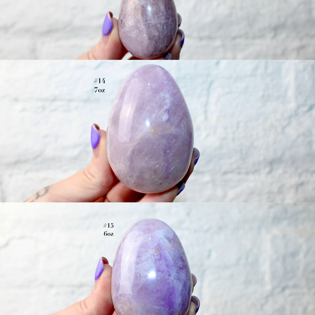 Amethyst Smoky Quartz Egg Natural Polished Stone Egg, YOU PICK! Purple Shimmering Decorative Crystal Egg for Display or Collection