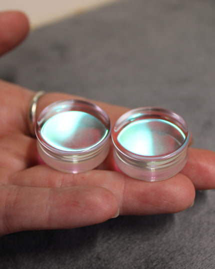 Iridescent Glass Double Flare Plugs 6mm-25mm