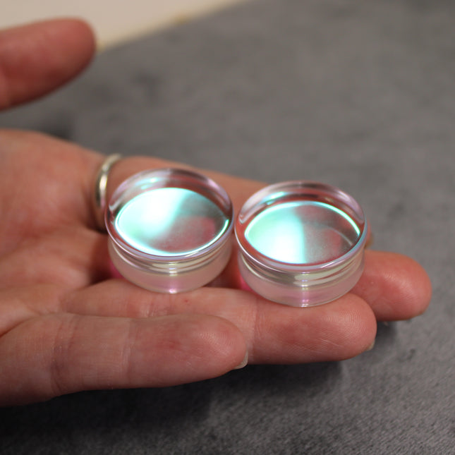 Iridescent Glass Double Flare Plugs 6mm-25mm