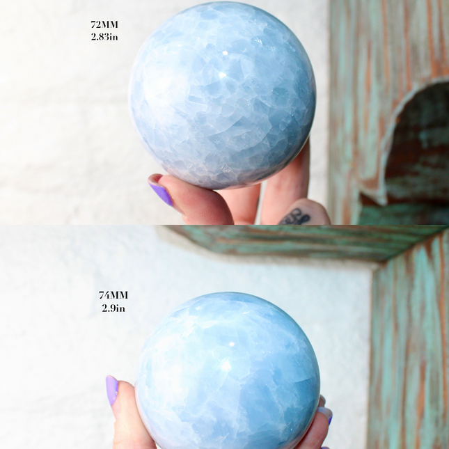 Blue Calcite Sphere – You Pick Your Exact Piece -Natural Polished Stone Sphere, Decorative Crystal Sphere for Display, Home or Office Décor