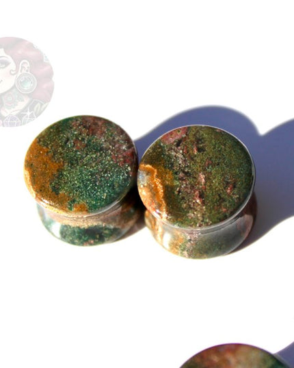 Orbicular Jasper Double Flare Plugs – Natural Stone Ear Gauges Pair
