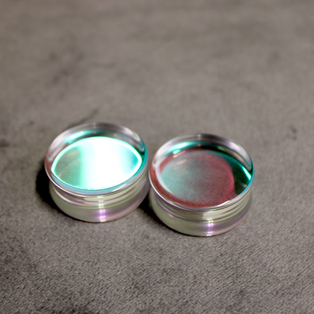 Iridescent Glass Double Flare Plugs 6mm-25mm