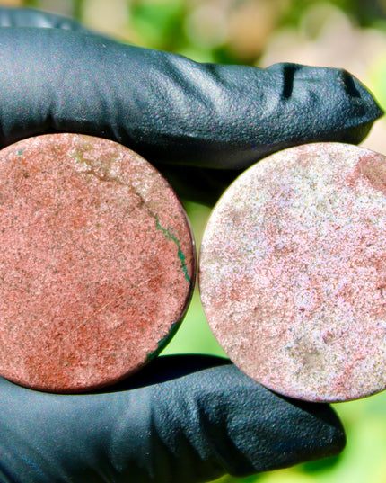 Pink Moss Agate Double Flare - One of a Kind Custom 1 & 1/4in 32mm Pair