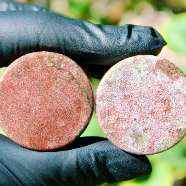 Pink Moss Agate Double Flare - One of a Kind Custom 1 & 1/4in 32mm Pair