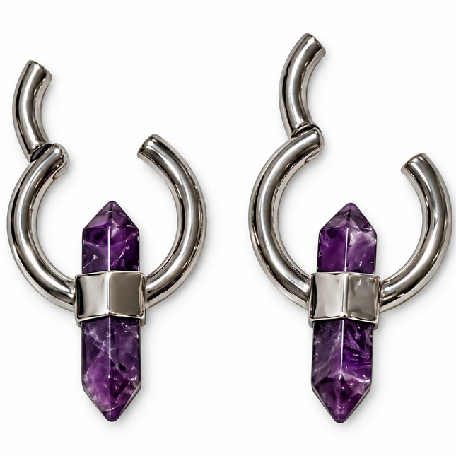 Amethyst Steel Hoop Style Ear Weights