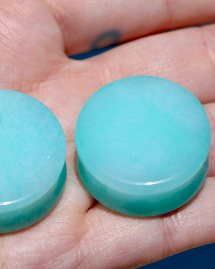 Aqua Blue Quarts Plugs