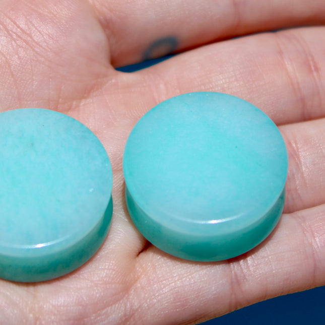Aqua Blue Quarts Plugs