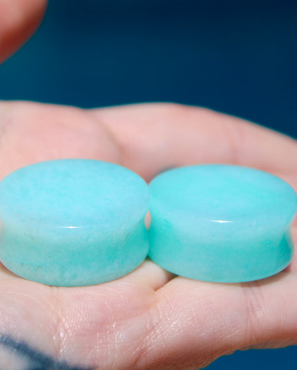 Aqua Blue Quarts Plugs