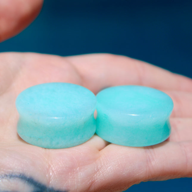 Aqua Blue Quarts Plugs