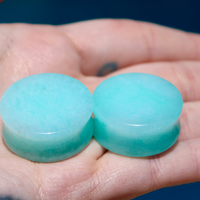 Aqua Blue Quartz Plugs