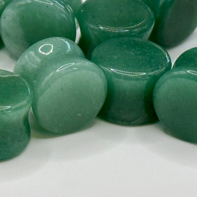 Aventurine Green Stone Double Flare Plugs Pair 3mm-26mm