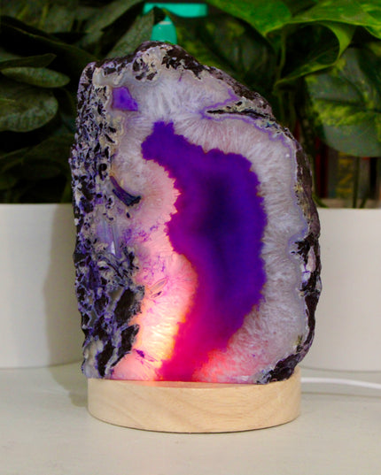 Agate Crystal Table Lamp – Unique Textures & Vibrant Colors with Light Base Included