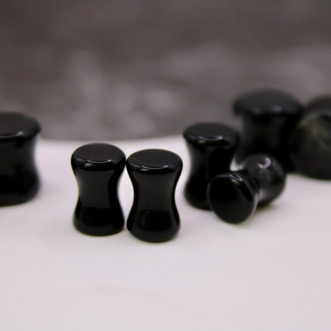 Black tourmaline double flare plugs