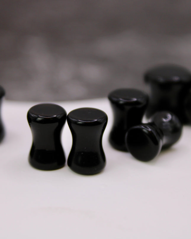 Black tourmaline double flare plugs