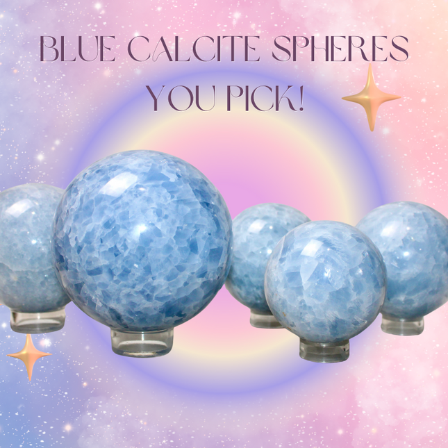Blue Calcite Sphere – You Pick Your Exact Piece -Natural Polished Stone Sphere, Decorative Crystal Sphere for Display, Home or Office Décor