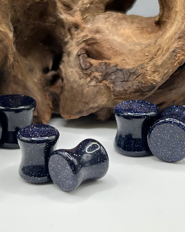 Blue Goldstone Double Flare Plugs - EC Plugs