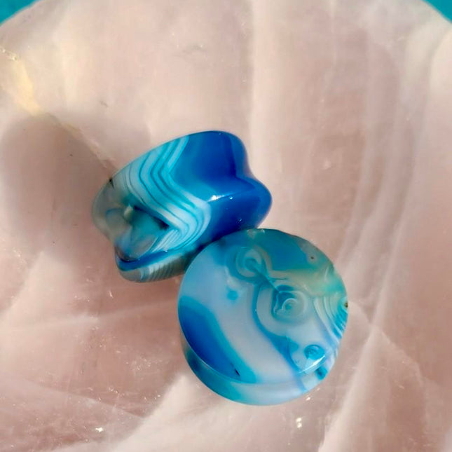 Blue agate Double flared ec plugs