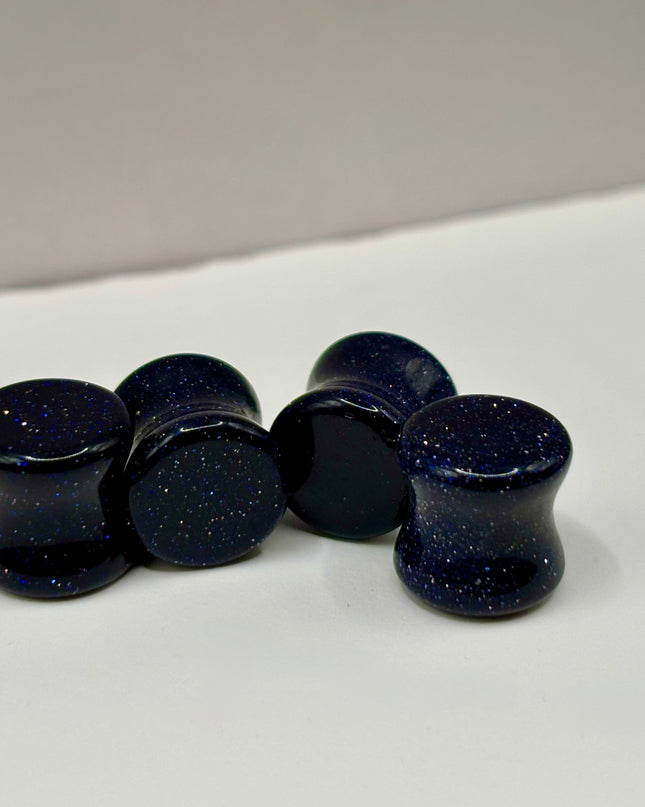 Blue Goldstone Double Flare Plugs - EC Plugs