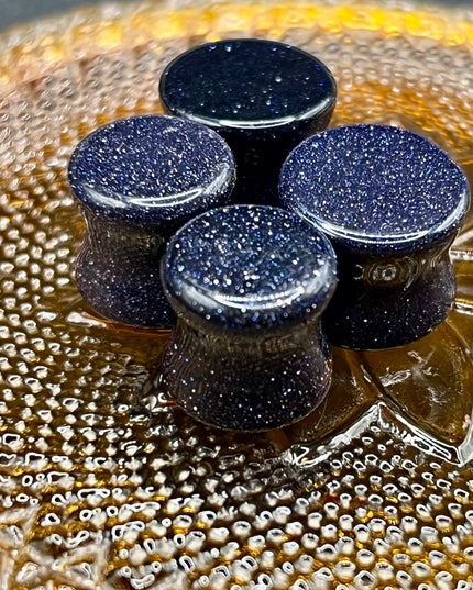 Blue Goldstone Double Flare Plugs - EC Plugs