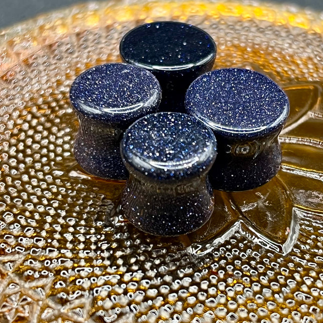 Blue Goldstone Double Flare Plugs - EC Plugs