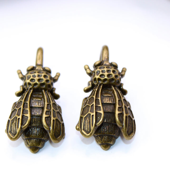 Brass Bee Ear Hangers – Bronzed 3.5mm Gauged Jewelry (Pair)