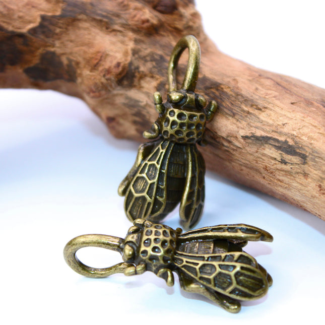 Brass Bee Ear Hangers – Bronzed 3.5mm Gauged Jewelry (Pair)