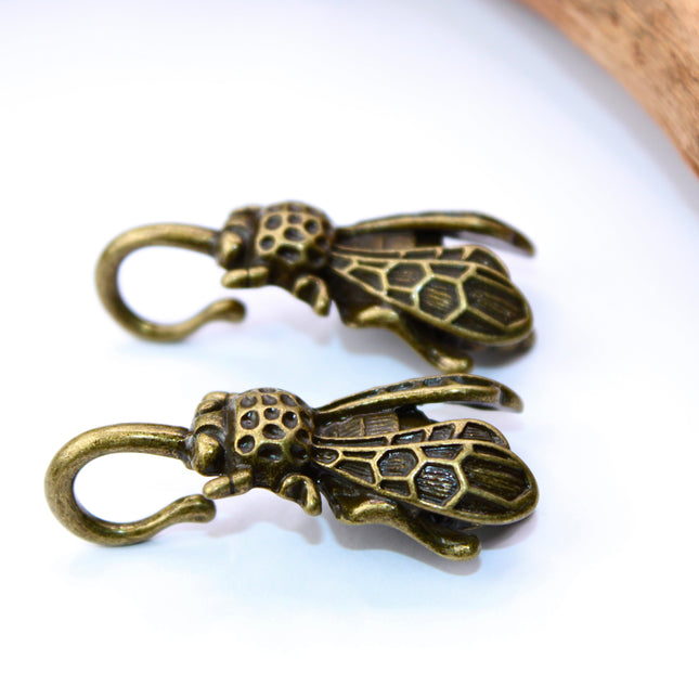 Brass Bee Ear Hangers – Bronzed 3.5mm Gauged Jewelry (Pair)