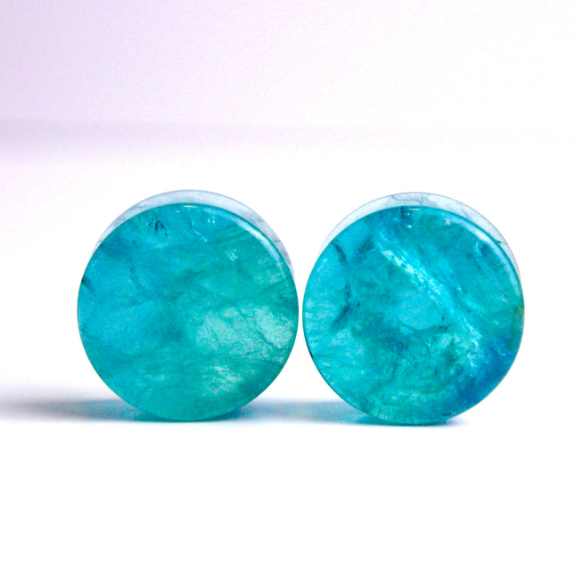 Blue Fluorite Double Flare Stone Plugs – Natural Crystal Gauges 3mm-30mm PAIR