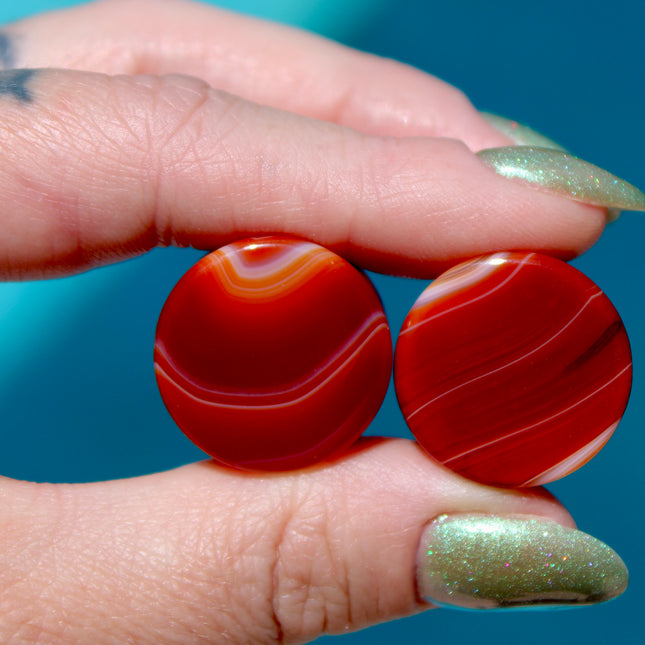 Carnelian Agate Orange Double Flare Plugs