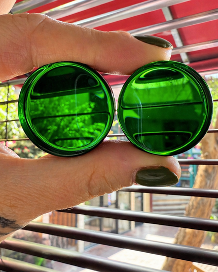 Emerald Green Glass Double Flare Plugs/Gauges for Stretched Ears