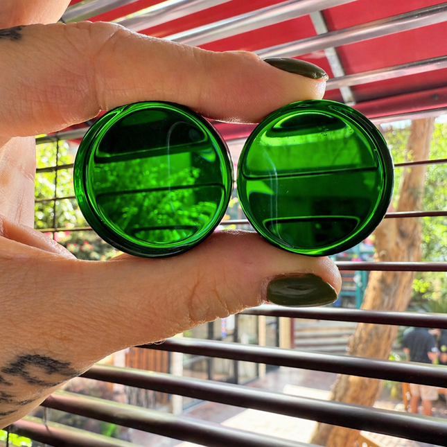 Emerald Green Glass Double Flare Plugs/Gauges for Stretched Ears