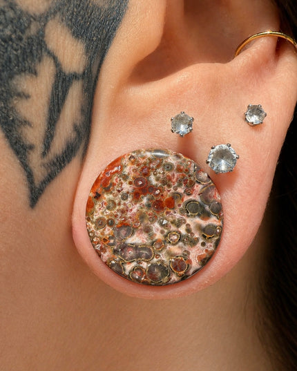 Leopard Jasper Double Flares Red and Black Stone for Gauged Ears