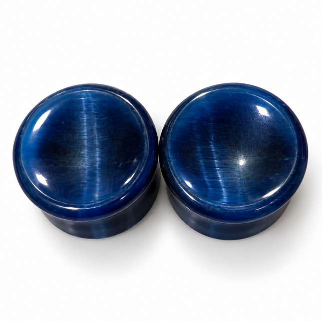 Dark Blue Cat Eye Double Flare Glass for Gauged Ears