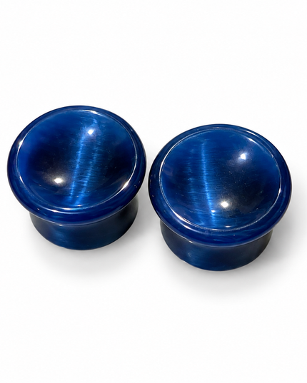 Dark Blue Cat Eye Double Flare Glass for Gauged Ears