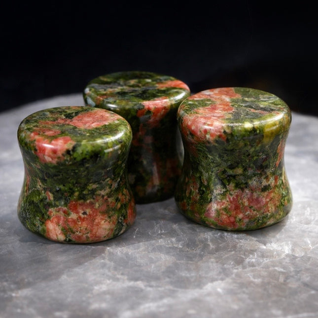 Unakite Double Flare Stone Pair