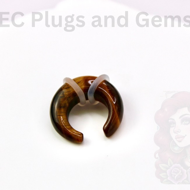 TIGERS EYE STONE PINCHER SEPTUM GAUGE - EC Plugs