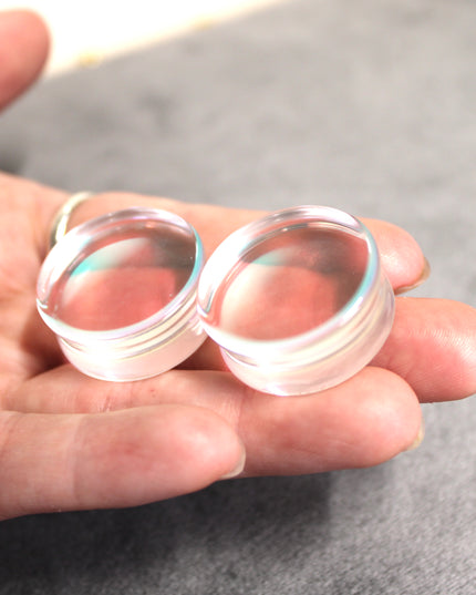 Iridescent Glass Double Flare Plugs 6mm-25mm