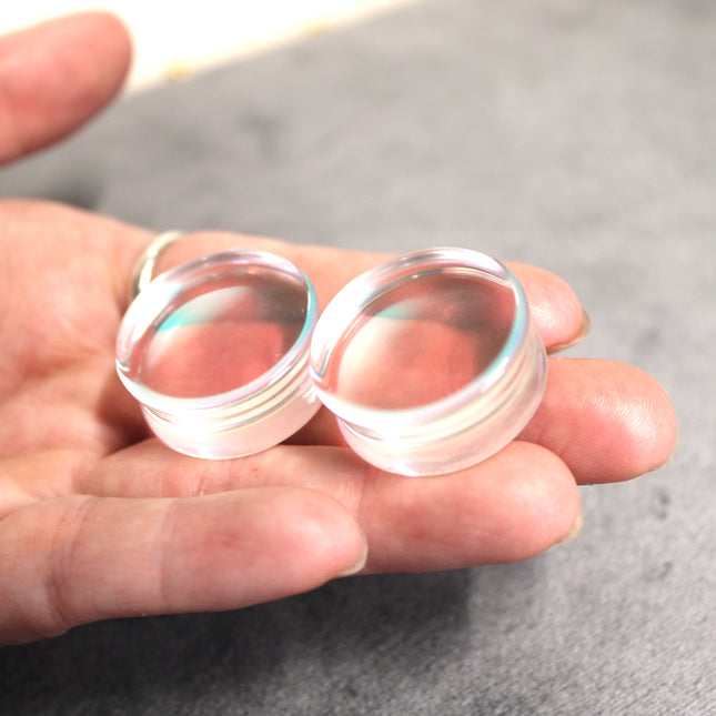 Iridescent Glass Double Flare Plugs 6mm-25mm