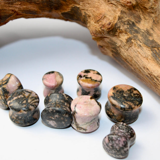 Rhodolite Stone Plugs - Gauges Pair