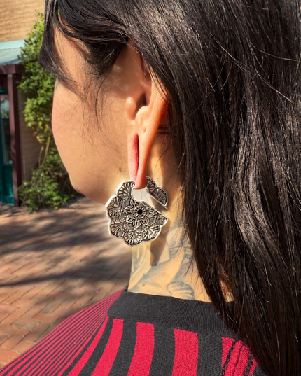 Floral Style Ear Weights – Botanical Statement Earrings for Stretched Ears