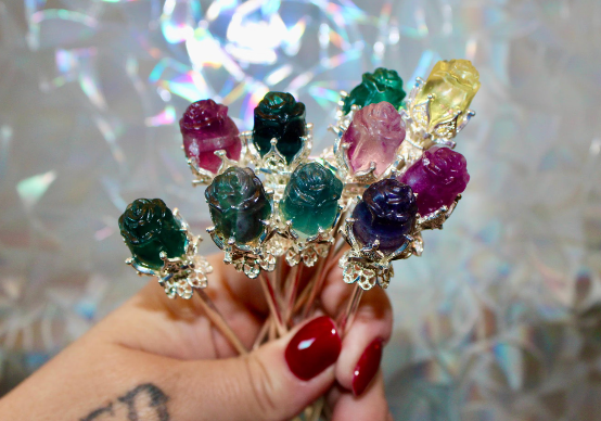 Fluorite Rose Hairpins or Decor