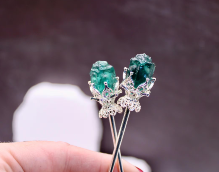 Fluorite Rose Hairpins or Decor