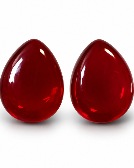 Red Glass Teardrops for Gauged Ears