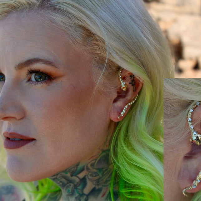 Golden Snake Earring Cuff Over The Ear Cuff - EC Plugs