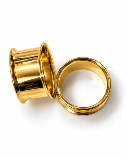 Gold Toned Titanium Tunnel for Stretched Ears